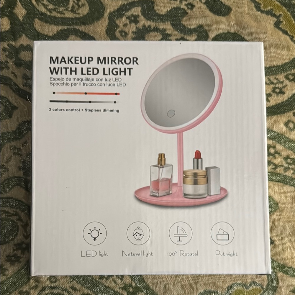 Pink LED Makeup Mirror